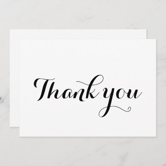 ありがとう 黒白スタイリッシュなカリグラフィーカード (正面/裏面)