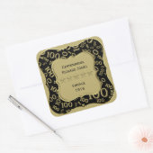 ありがとう: 100番目の数字パターン金ゴールド/ブラックブラケット スクエアシール (封筒)