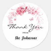 ありがとう, 1.5インチのピンクの羨望またはシャワーの好意(20) ラウンドシール (正面)