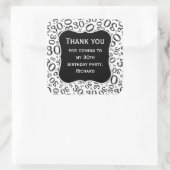 ありがとう： 30th誕生日ブラックナンバーパターン スクエアシール (バッグ)