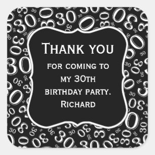 ありがとう: 30th誕生日ホワイトナンバーパターン スクエアシール