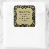 ありがとう: 30th Birthday Black/金ゴールド番号模様 スクエアシール (バッグ)