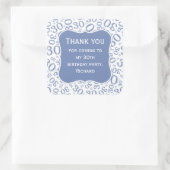 ありがとう: 30th Birthday Blue/White Number Pattern スクエアシール (バッグ)