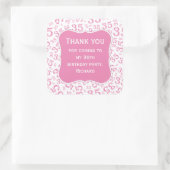 ありがとう： 35誕生日ピンク/白パターン スクエアシール (バッグ)
