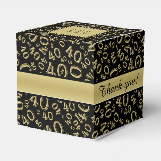 「ありがとう」:40歳の誕生日パーティー金ゴールド/ブラック フェイバーボックス (裏面サイド)