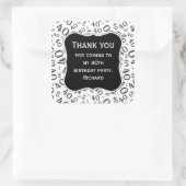 ありがとう： 40th誕生日ブラック/ホワイトパターン スクエアシール (バッグ)