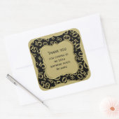 ありがとう： 50番目の数字パターン金ゴールド/ブラックブラケット スクエアシール (封筒)