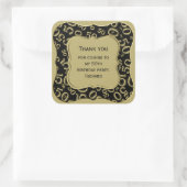 ありがとう： 50番目の数字パターン金ゴールド/ブラックブラケット スクエアシール (バッグ)