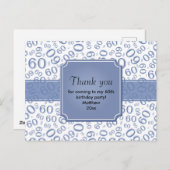 ありがとう: 60歳の誕生日ナンバーパターン 青/白 ポストカード (正面/裏面)