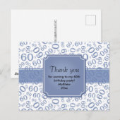 ありがとう 60 ランダムナンバー パターン ティール/ホワイト ポストカード (正面/裏面)
