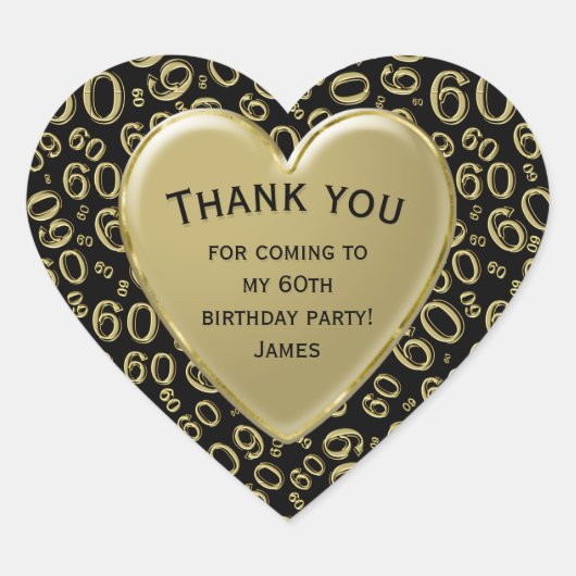 ありがとう – 60thナンバーパターン金ゴールドとブラック ハートシール (正面)