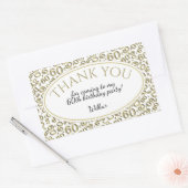 ありがとう – 60thナンバーパターン金ゴールドとホワイト 長方形シール (封筒)