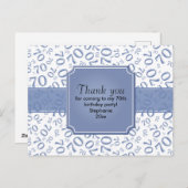 ありがとう: 70歳の誕生日番号パターン 青/白 ポストカード (正面/裏面)