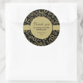 ありがとう: 70番目のナンバーパターン金ゴールドとブラック ラウンドシール (バッグ)