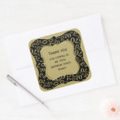 ありがとう – 70誕生日ブラックと金ゴールドパーティー スクエアシール (封筒)