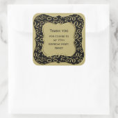 ありがとう – 70誕生日ブラックと金ゴールドパーティー スクエアシール (バッグ)