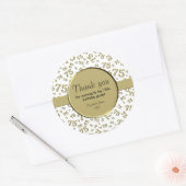 ありがとう: 75誕生日金ゴールドとホワイトパターン ラウンドシール (封筒)