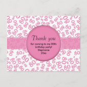 ありがとう: 80歳のピンク/ホワイトの誕生日ナンバーパターン ポストカード (正面)