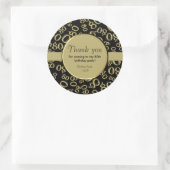 ありがとう: 80番目のナンバーパターン金ゴールドとブラック ラウンドシール (バッグ)