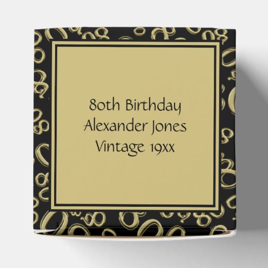 「ありがとう」:80誕生日金ゴールド/ブラックパターン フェイバーボックス (上部)