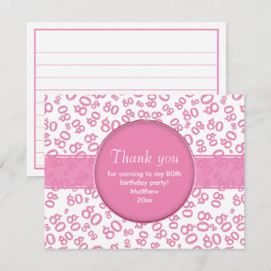 ありがとう: 80th Pink/White Bday Number Pattern