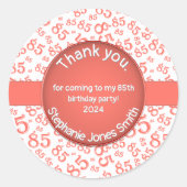 ありがとう： 85誕生日Cora/White Number Pattern ラウンドシール (正面)