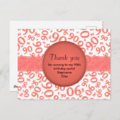 ありがとう: 90サンゴ/白誕生日番号模様 ポストカード (正面/裏面)