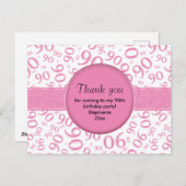 ありがとう:90回目のピンク/ホワイトの誕生日ナンバーパターン ポストカード (正面/裏面)