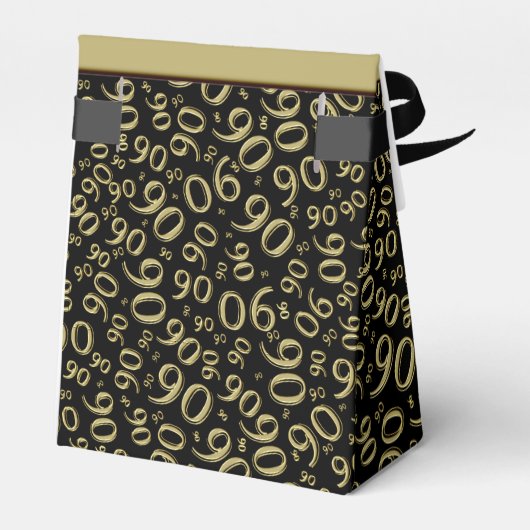 ありがとう: 90誕生日テーマ金ゴールド/ブラック フェイバーボックス (裏面サイド)