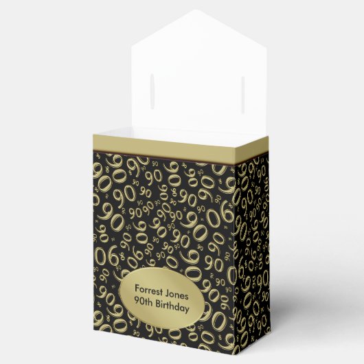 ありがとう： 90誕生日テーマ金ゴールド/ブラック フェイバーボックス (オープン)