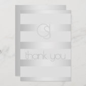 ありがとう – Luminous Silverストライプ Gonogram サンキューカード (正面/裏面)