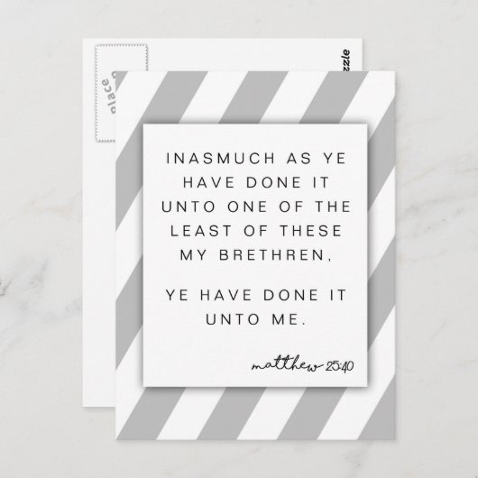 ありがとう – Matthew 25:40あなたがそうしてくれたよ ポストカード (正面/裏面)
