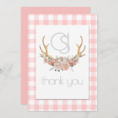 ありがとう – Monogram Coral GinghamフローラBOHO サンキューカード (正面/裏面)