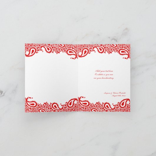 ありがとう Paisley のエレガントなインドの折りたたみカード サンキューカード (内部)