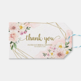 ありがとう – Pink Blush Floral Gold Geometric Fever ギフトタグ