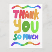 ありがとう Rainbow カラフルな曲線的なバブル文字 ポストカード (正面)