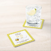 ありがとうBA-BEE赤ちゃんシャワーイエロー水玉模様 スクエアペーパーコースター (インサイチュ)