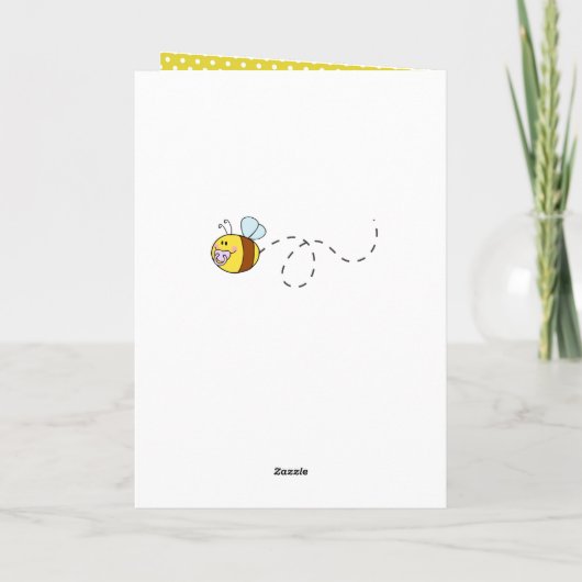 ありがとうBA-BEE赤ちゃんシャワーグリーティングイエローキュート カード (裏面)