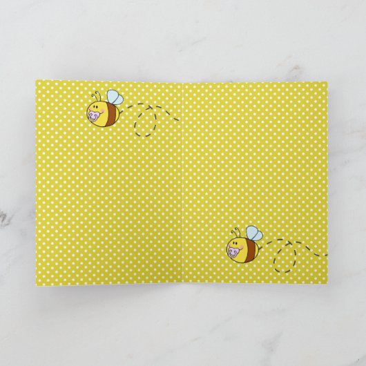 ありがとうBA-BEE赤ちゃんシャワーグリーティングイエローキュート カード (内部)