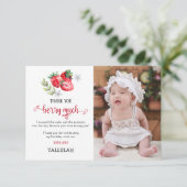 ありがとう'Berry Much'ストロベリー誕生日写真 サンキューカード (スタンド正面)