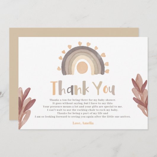 ありがとうboho rainbosunshine baby shair サンキューカード (正面/裏面)