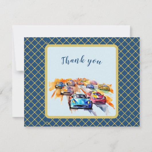 ありがとうBUDGET フォトボーイ レース 5歳の誕生日 サンキューカード (裏面)