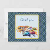 ありがとうBUDGET フォトボーイ レース 5歳誕生日 サンキューカード (裏面)