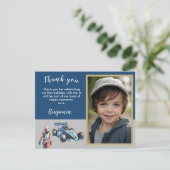 ありがとうBUDGET フォト ボーイ レース 5歳の誕生日 サンキューカード (スタンド正面)