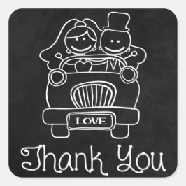 ありがとうChalkboard Bride & Groomのステッ結婚カー スクエアシール