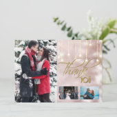 ありがとうDIY 3フォトバラ金ゴールドストリングライト サンキューカード (スタンド正面)