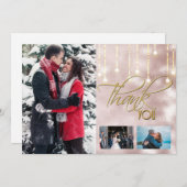 ありがとうDIY 3フォトバラ金ゴールドストリングライト サンキューカード (正面/裏面)