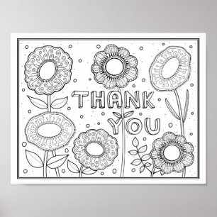 ありがとうGem Flowers Coloringページアートポスター ポスター