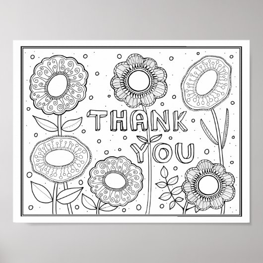 ありがとうGem Flowers Coloringページアートポスター ポスター (正面)
