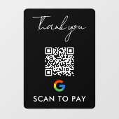 ありがとうGoogle Pay QRコードスキャンして黒を支払う ウィンドウサイン (シート)